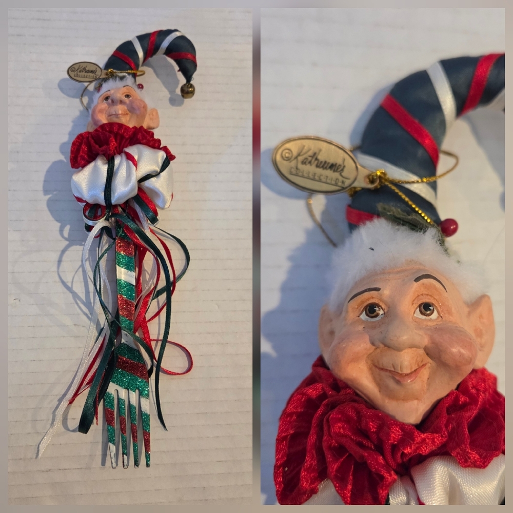 Vintage Elf Christmas Upcycled Fork Ornament Catherine's Collection Xmas Gnome